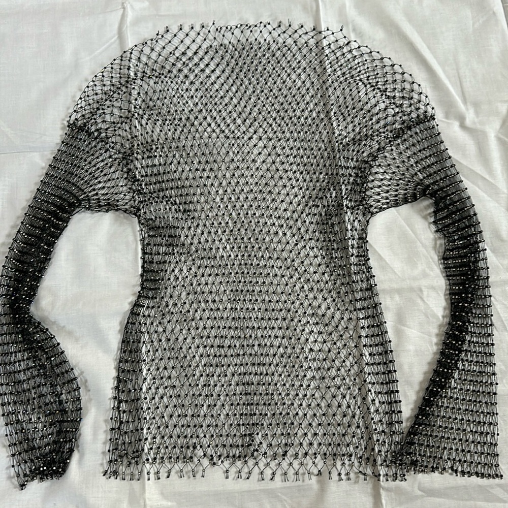 Fstrend, Mesh Body Chains long sleeve, size one size, color black and silver